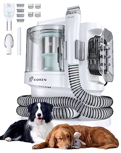 Kidken Pet Grooming Kit Vacuum, Low Noise Electric Clippers Vacuum, 3.3L Large dust Box Grooming Tools, Dog Grooming Kit & Vacuum with 3 Level Powerful Suctionor for Dogs Cats Animals