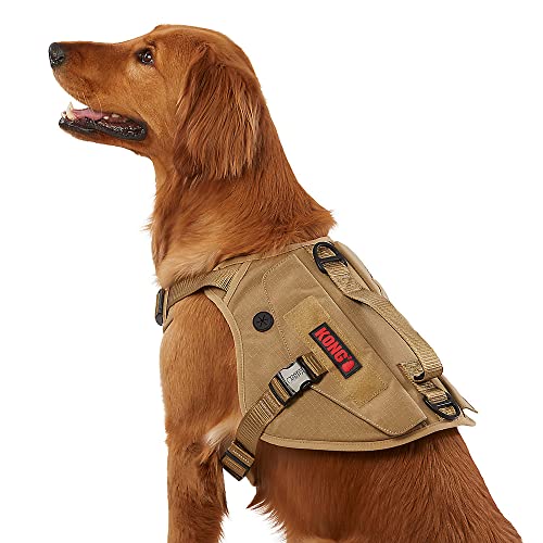 KONG Ultra Durable Tactical Vest Dog Harness (Small, Tan)