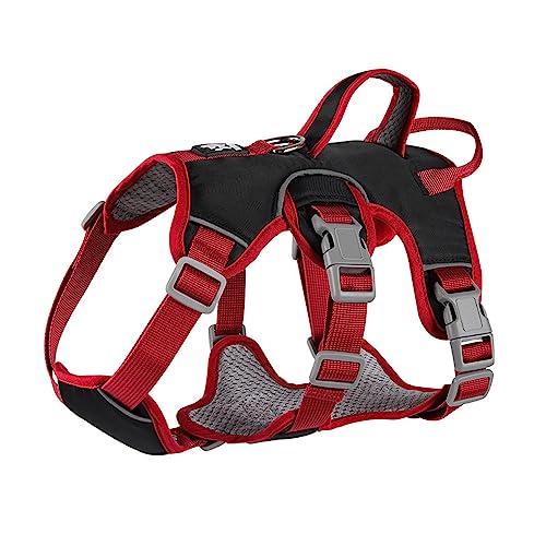 LAVAMOND Dog Harness Soft Padded with Lift Handle and Leash Clip No Pull Escape Proof Reflective Vest Harnesses, Adjustable for Small Medium Dogs(Black,S)