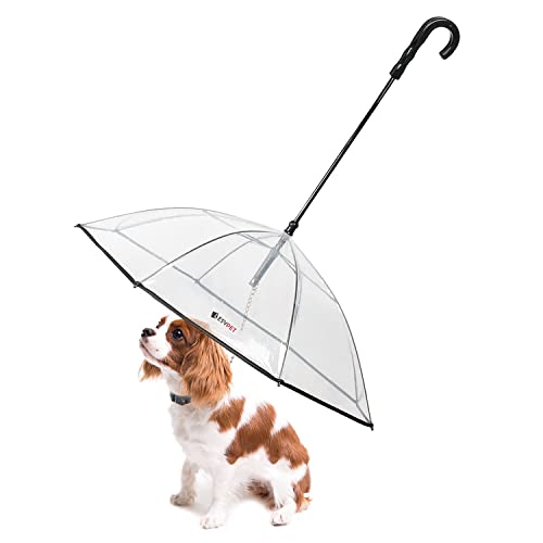 Lesypet Dog Umbrella with Leash for Small Pets, Umbrella for Dogs Fits 20” Back Length Pets