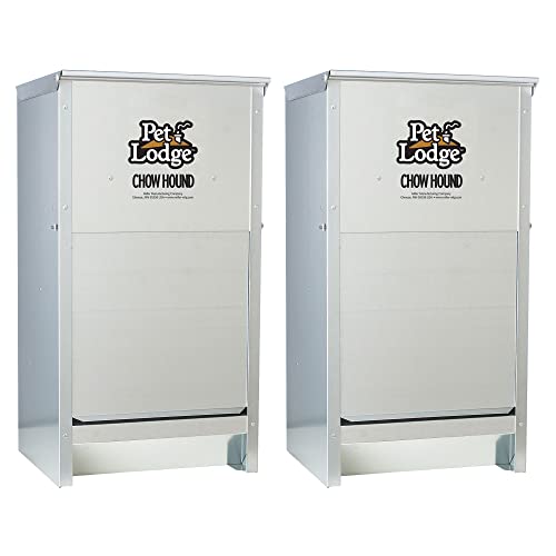Pet Lodge Automatic Dog Feeder - 50lb Galvanized Steel Outdoor Pet Feeder
