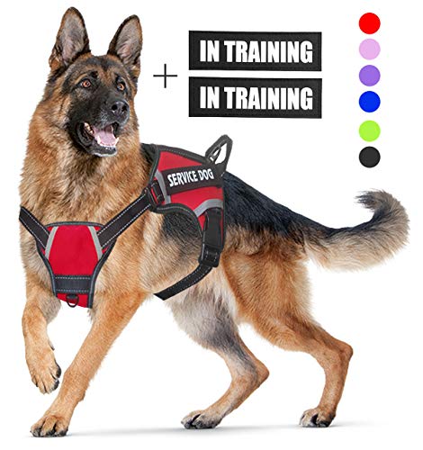 LMOBXEVL Service Dog Harness,No-Pull Dog Harness with Handle Adjustable Reflective Pet Dog in Training Vest Harness,Easy Control for Small Medium Large Breed Outdoor Walking Hiking