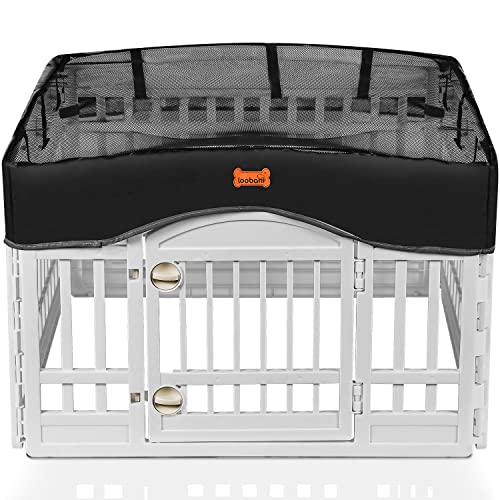 LOOBANI Pet Playpen Mesh Fabric Top Cover, Provide Shaded Areas for Pets, Fits 24 Inch Play Pen with 4 Panel