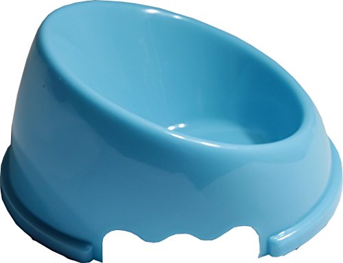 Love "N" Creatures - Mess Free Pet Food Dish - Boxer, Bulldog, Pug Dog Feeding Bowl - Best for Flat Faced Adult Dogs - Slanted Large Size, Color Blue