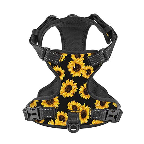 Lovely Sunflowers Reflective Dog Harness No Pull Soft Vest Harness for Small Medium Large Dog Puppy Pets Large Size