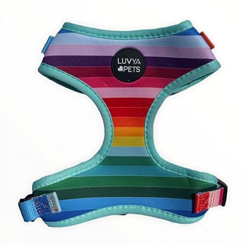 LuvYa Pets Modern Rainbow Print Size Small Dog or Puppy Soft Harness with Safe, No Pulling, Small Chest Size 16 to 21.5 Inches (S)