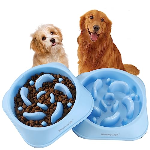 MateeyLife 2Pcs Slow Feeder Dog Bowls Large Breed, Non Slip Dog Slow Feeder Bowl, Dog Food Bowls Slow Feeder, Dog Bowl Slow Feeder, Slow Feeding Dog Bowl That Slow Down Eating, Slow Dog Feeder Bowl