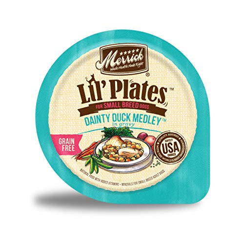 Merrick Lil' Plates Grain Free Small Dog Food, Dainty Duck Medley Recipe, Wet Dog Food - (12) 3.5 oz. Tubs