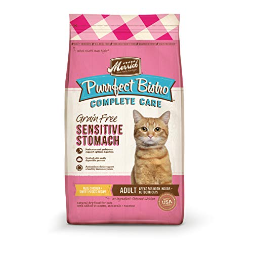 Merrick Purrfect Bistro Grain Free Cat Food, Complete Care Sensitive Stomach Dry Cat Food Recipe - 4 lb. Bag