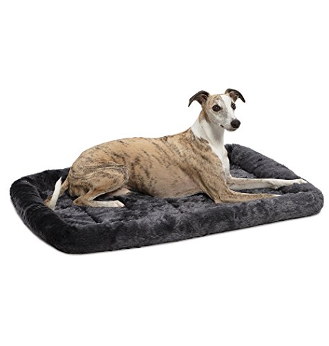 MidWest Bolster Pet Bed for Dogs & Cats 36L-Inch Gray Dog or Cat w/ Comfortable | Ideal Medium / Large Breeds Fits a 36-Inch Crate Easy Maintenance Machine Wash Dry 1-Year Warranty