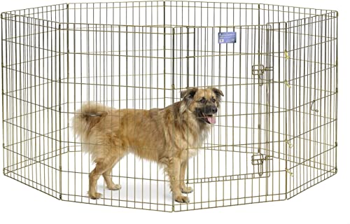 MidWest Homes for Pets Foldable Metal Dog Exercise Pen / Pet Playpen, Gold zinc w/ door, 24'W x 36'H, 1-Year Manufacturer's Warranty