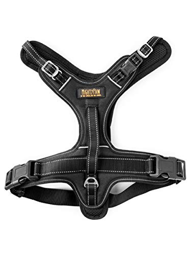 Mighty Paw Sport Harness 2.0, Padded Dog Harness, Adjustable Neck and Chest Straps with Reflective Stitching (Large, Black)