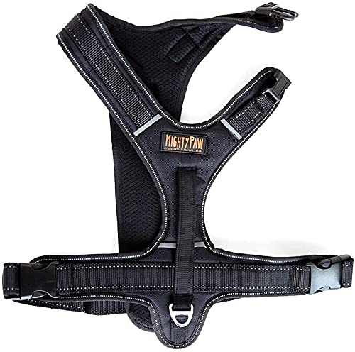 Mighty Paw Sport Harness, No-Pull Front Attachment Dog Harness, Neoprene Padded Lining, Reflective Stitching, 2 Leash Attachment Options (Small, Black)