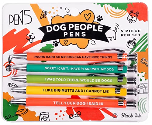 MilkToast Brands Funny Dog People Pens, A snarky gag gift for pet owners or coworkers, Black pens DG101 5 Count (Pack of 1)