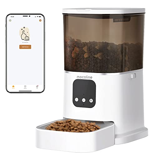 mocoline Automatic Cat Feeders, 5G WiFi Cat Food Dispenser Auto Timed Smart Bluetooth 4L with APP Timer for Cat, Dog, Pet, Dry Food, Indoor