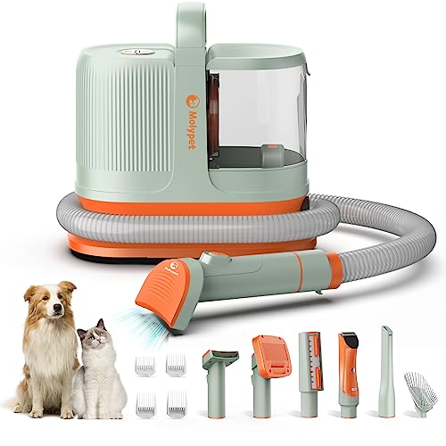 Molypet Dog Vacuum for Shedding Grooming, 6-In-1 Dog Grooming Kit & Vacuum Suction 99% Pet Hair - Lightweight Large Dust Box, Professional Grooming Vacuum with 6 Pet Grooming Tools for Shedding Thick &Thin Dogs Cats Pet Hair and Other Animals