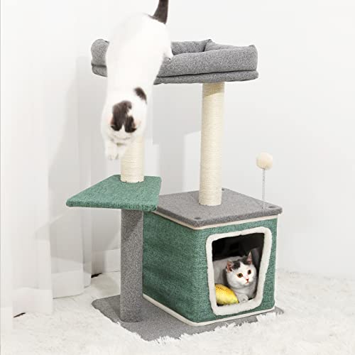 Mora Pets Cat Tree Tower for Indoor Cats 32.5 Inch Large Cat Tree Heavy Duty Cat Condo Furniture with Sisal Scratching Posts and Platform Tall Cat Climbing Tower for Small Large Cats