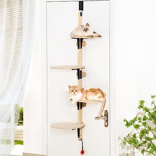 Multi-Level Cat Climber Cat Tower Large Design - 4 Tier Hanging Cat Condo Door Wall Cat Tree, 65.3 Inches (Hang on The Door)