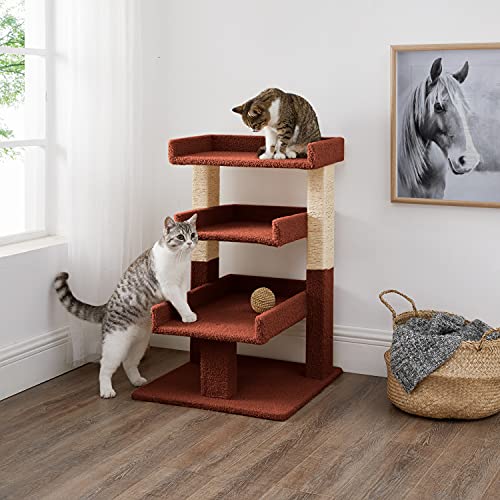 Nala Cat Tree for Large Cats, Cat Activity with Scratching Post, Cat Tower for Large Cats, 3 Level Cat Play Perch, Cat Climbing Tower, Cat Tree for Indoor Cats Multi-Level Cat Condos, Terracotta