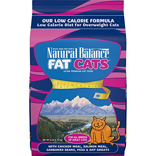 Natural Balance Fat Cats Chicken Meal Salmon Meal, Garbanzo Beans, Peas & Oat Groats Cat Food Low-Calorie Dry Cat Food for Overweight Adult Cats 6-lb. Bag