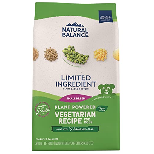 Natural Balance Limited Ingredient Small Breed Adult Dry Dog Food with Vegan Plant Based Protein and Healthy Grains, Vegetarian Recipe, 4 Pound (Pack of 1)