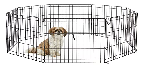 New World Pet Products 18' Foldable Black Metal Dog Exercise Pen No Door