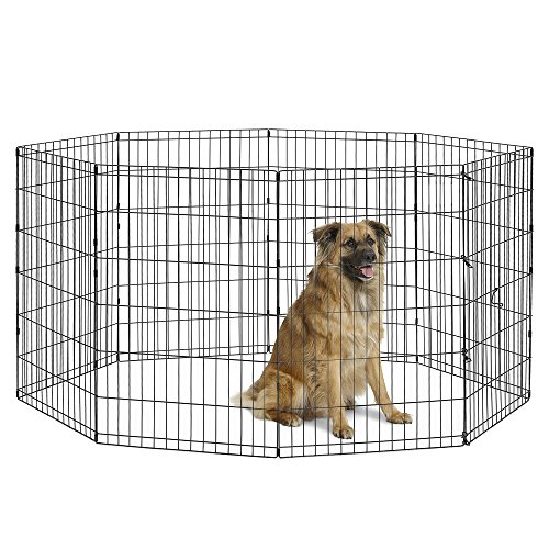 New World Pet Products 36" Foldable Black Metal Dog Exercise Pen No Door