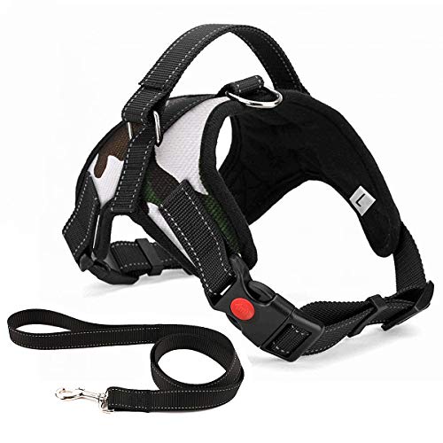 No Pull Dog Harness, Breathable Adjustable Comfort, Free Leash Included, for Small Medium Large Dog, Best for Training Walking Camo XL