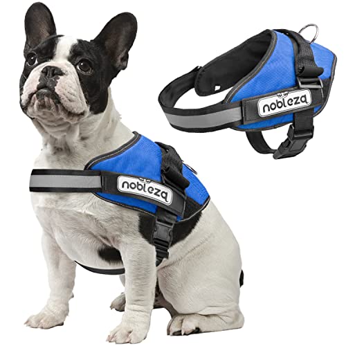 Nobleza No Pull Dog Vest Harness, Reflective with Handle and Soft Padding, Adjustable Easy On Grip Harness for Dogs with Velcro for Small Medium Large Breeds (Blue, S)