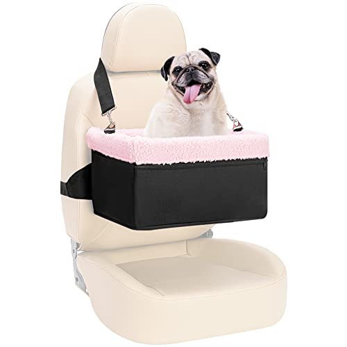 NOVOLAB Dog Car Seat for Small Dogs, Dog Booster Seat with Metal Frame Construction Double-Layer Oxford Puppy Car Seat with Safety Leash, Perfect for Small Pets Dogs Cats up to 20lbs