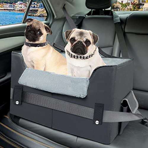 NOVOLAB Elevated Dog Car Seat for Small Dogs, Small Dog Car Seat, Puppy Dog Booster seat for Car with Clip On Leash, Perfect for Small Pet