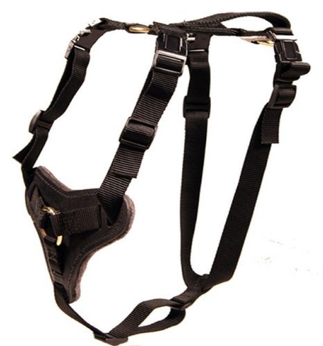 Nylon and Leather Working Dog Harness for Protection and Tracking - Redline K9 (Medium)