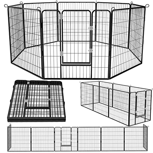 OFIKA Heavy Duty Metal Dog Playpen for Medium/Small Animals, 8 Panels 40”Height x 32" Width, Dog Fence Exercise Pen with Doors, Pet Puppy Outdoor Playpen Pen for Outdoor, Indoor, RV, Camping, Yard