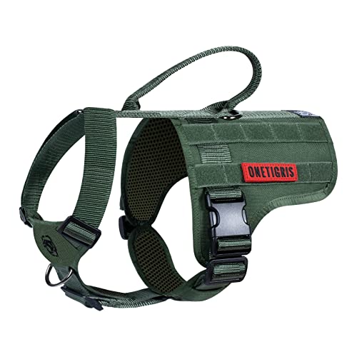 OneTigris No Pull Easy Walk Dog Harness for Large Dogs Service Dog Vest, Dog Harness for Medium Dog No-Escape Training Green