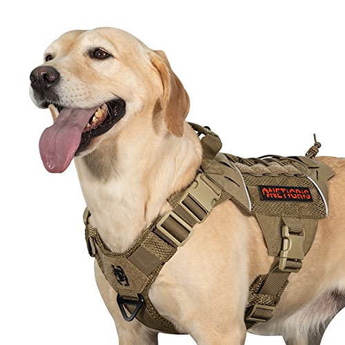 OneTigris Tactical Dog Vest Harness for Medium Dogs No Pull, German Shepherd Mesh Harness X Commander Reflective Military Molle Dog Vest