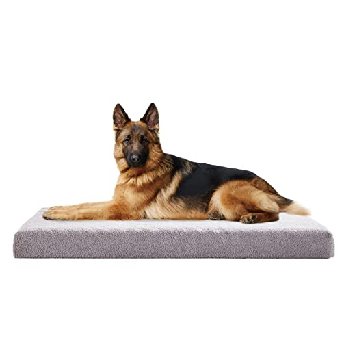 Orthopedic Memory Foam Dog Bed for Large Dogs, Cooling Dog Bed, 47 inches XL Washable Dog Bed with Waterproof Liner and Gel Memory Foam, Comfy Dog Crate Mat Fits up to 110 lbs Pets