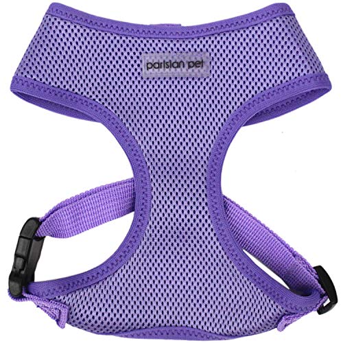 Parisian Pet Dog Harness - Adjustable, No Pull, Soft Padded Mesh Pet Harness for Cats and Dogs - Lilac, Size L