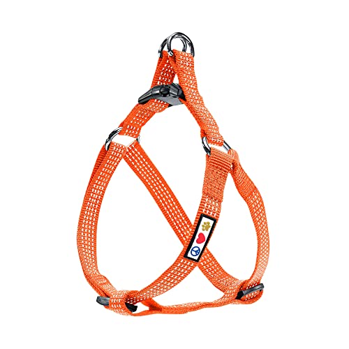 Pawtitas Reflective Step in Dog Harness or Reflective Vest Harness, Comfort Control, Training Walking of Your Puppy/Dog Medium Dog Harness M Orange Dog Harness