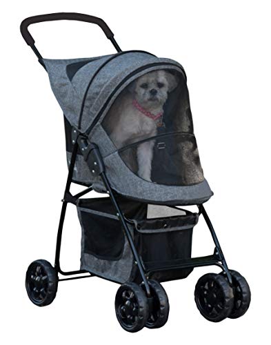 Pet Gear Happy Trails Lite Pet Stroller for Cats/Dogs, Zipper Entry, Easy Fold with Removable Liner, Safety Tether, Storage Basket