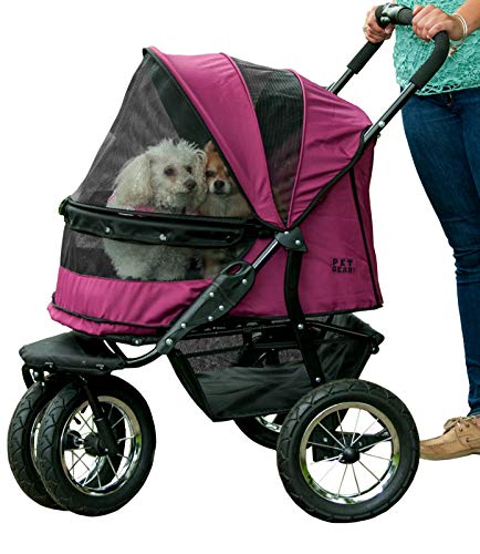 Pet Gear NO-ZIP Double Pet Stroller, Zipperless Entry, for Single or Multiple Dogs/Cats, Plush Pad + Weather Cover Included