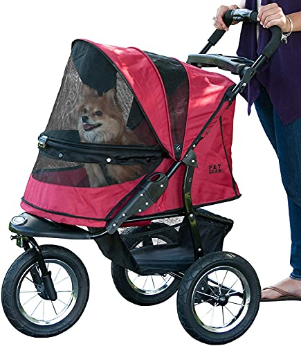 Pet Gear No-Zip Jogger Pet Stroller for Cats/Dogs, Zipperless Entry, Airless Tires, Easy One-Hand Fold, Cup Holder + Storage Basket