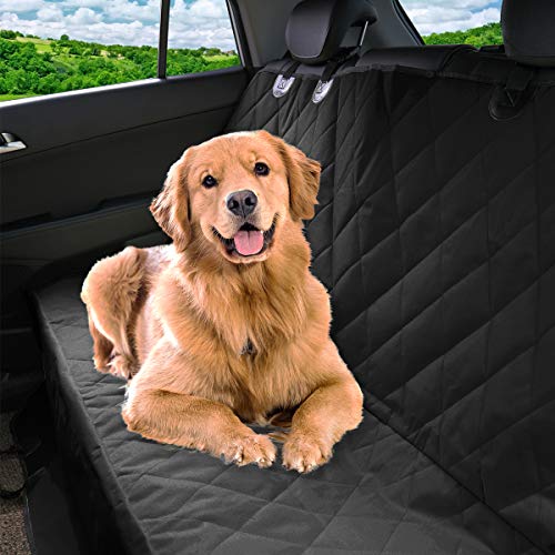 PET MAGASIN Durable Black Pet Car Seat Cover Waterproof & Scratch Proof & Nonslip Backing & Hammock Style & Heavy Duty Back Seat Protector for Cars Trucks & SUVs