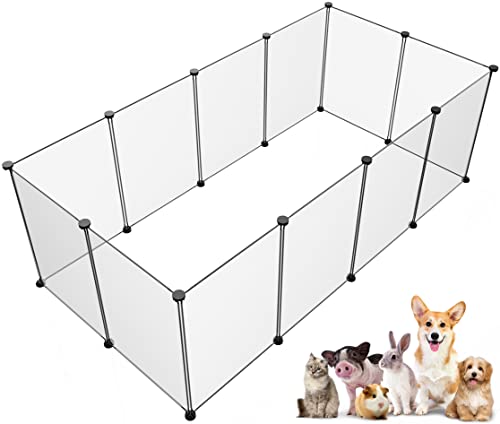 Pet Playpen,Puppy Playpen Transparent Small Animals Playpen, Pet Fence Yard Fence for Puppy,Bunny,Guinea Pigs,Ferrets,Mice,Hamsters,Hedgehogs,Turtles