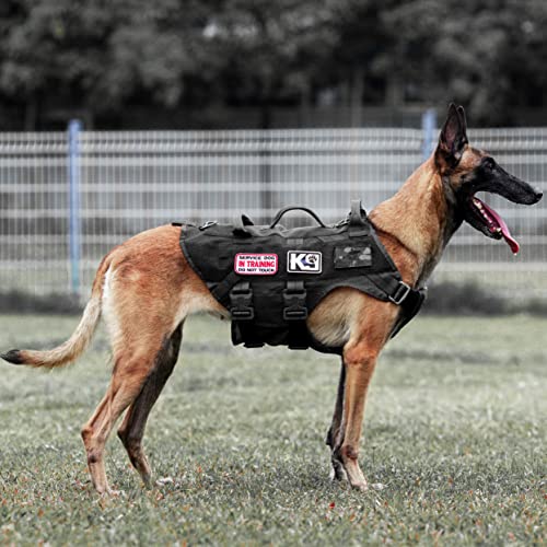 PETAC GEAR Tactical Dog Harness No Pull for Large K9 Working Dogs Military Dogs Vest Police Service Training Dogs Molle Harnesses with Handle … … Black