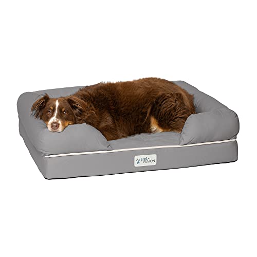 PetFusion Ultimate Dog Bed, Orthopedic Memory Foam, Multiple Sizes/Colors, Medium Firmness Pillow, Waterproof Liner, YKK Zippers, Breathable 35% Cotton Cover, 1yr. Warranty,Slate Grey, Large (36x28")