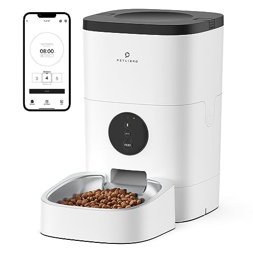 PETLIBRO Automatic Cat Food Dispenser, Wifi Automatic Cat Feeder With Customize Feeding Schedule, Interactive Voice Recorder, Timed Pet Feeder For Cat & Dog 1-4 Meals Dry Food 4L, White Opaque