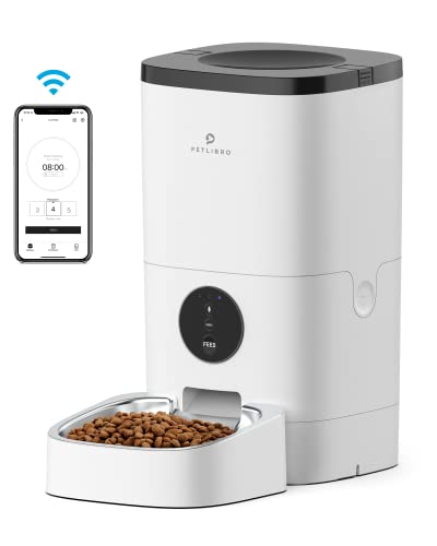 PETLIBRO Automatic Dog Feeder, 6L Wifi Dog Food Dispenser with Customize Feeding Schedule, Dog Feeders for Large Dogs with Timer Interactive Voice Recorder, Auto Dog Feeder 1-4 Meals Dry Food