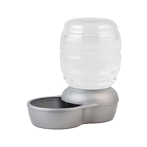 Petmate Replendish Gravity Waterer with Microban for Cats and Dogs, 4 Gallons,Silver