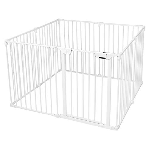 PETSITE 181" Extra Wide Pet Gate & Dog Playpen, Foldable Dog Fence with Walk-Through Door, Dog Barriers for Home, House, Stairs, Fireplace