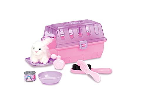 Play Circle Pink Cat Grooming Kit - Plush Kitten Carrier, Brush, Toy Food & Accessories - 7 Piece Vet Set for Kids Ages 2+ (10x7.5x6.5in)